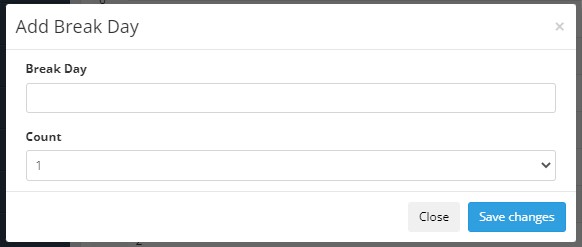Add Break Day Pop Up