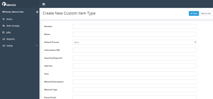Idencia Create Custom Item Type
